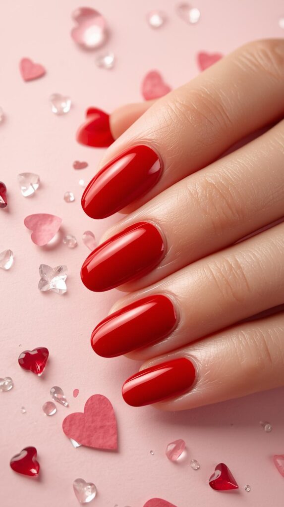 1. Classic Red Ballerina Valentine Nails