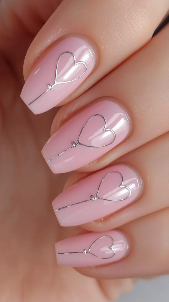 10. Heart Balloon Nail Art Design