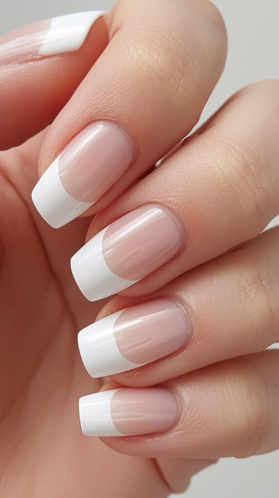 11. Sheer Nails with White Tips Fade