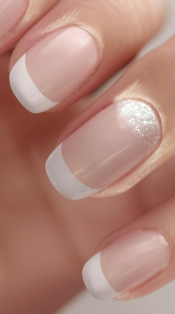 2. Silver Glitter-Lined French Tips