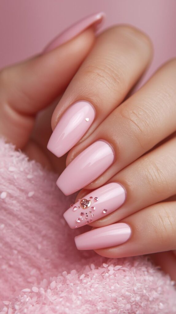 2. Soft Pink Ballerina Nails for Valentine’s Day