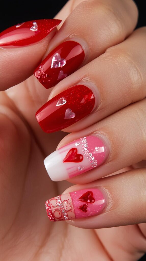 3. Glossy Nude Valentine Nails