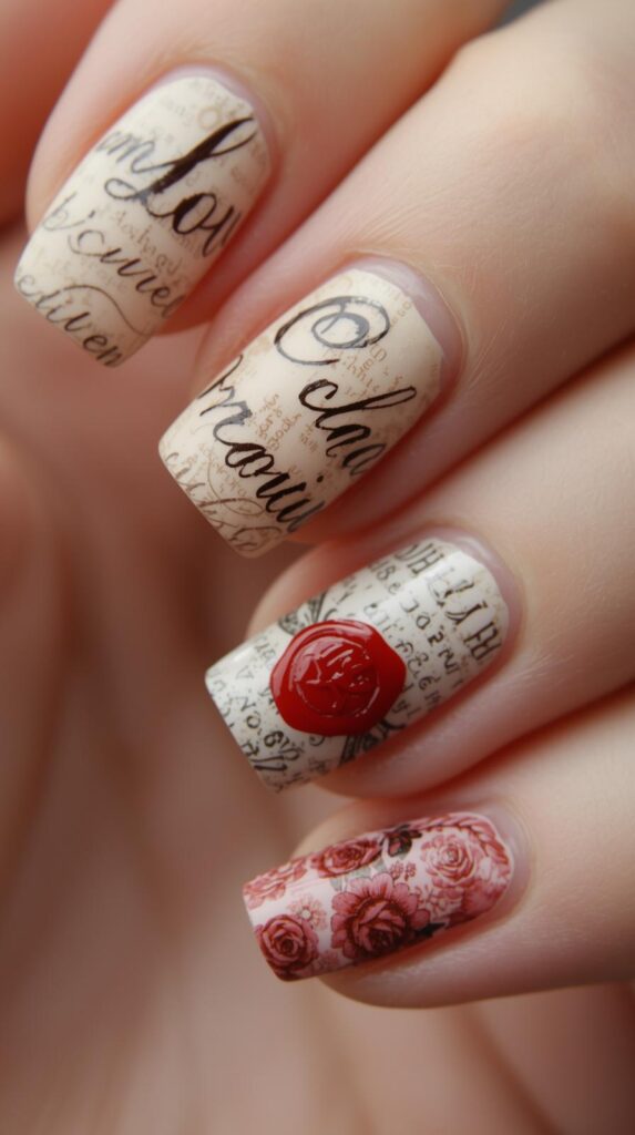 3. Love Letter Inspired Nail Art