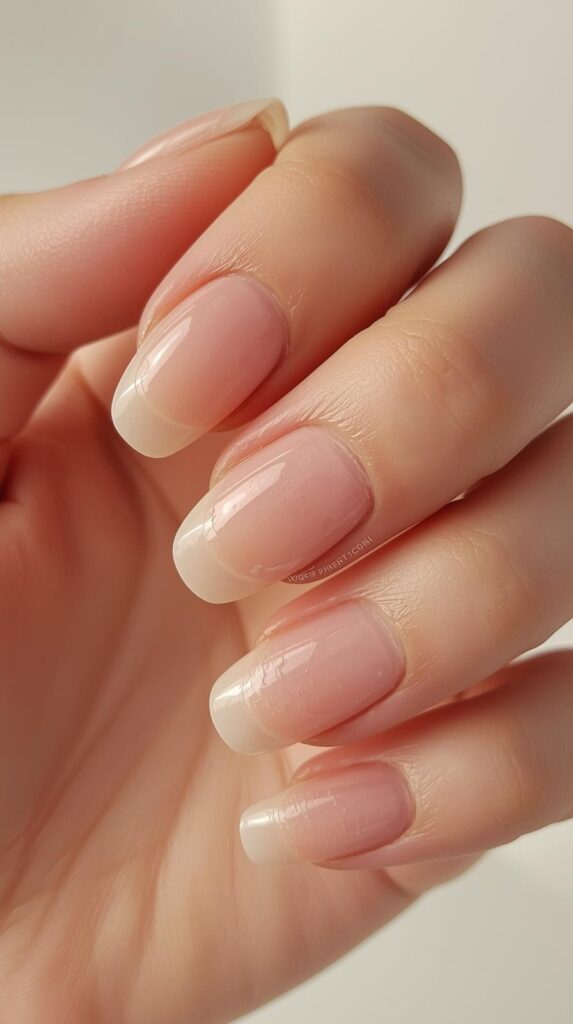 4. Glossy Natural Short Nails