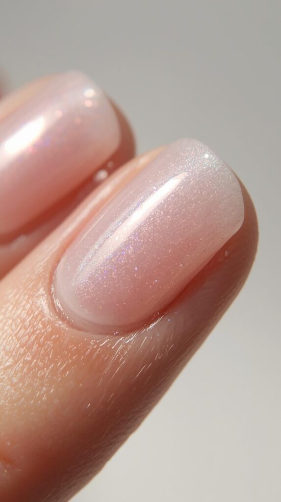 5. Clear Nails with Subtle Iridescent Shimmer