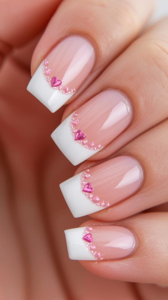 5. French Tip Valentine Nails