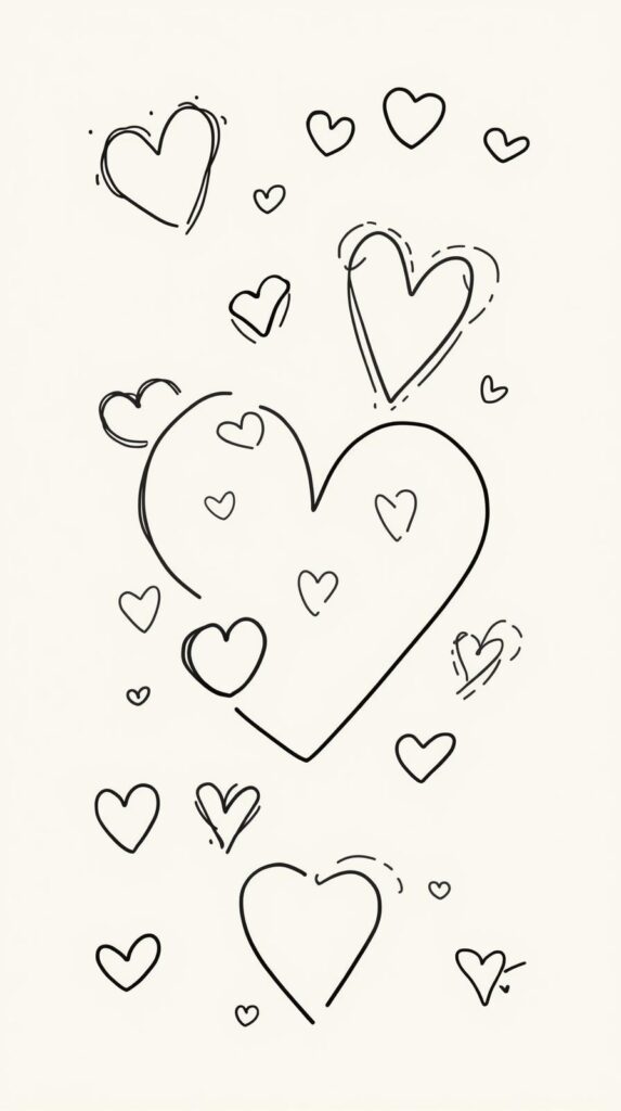 5. Minimal Line Art Hearts