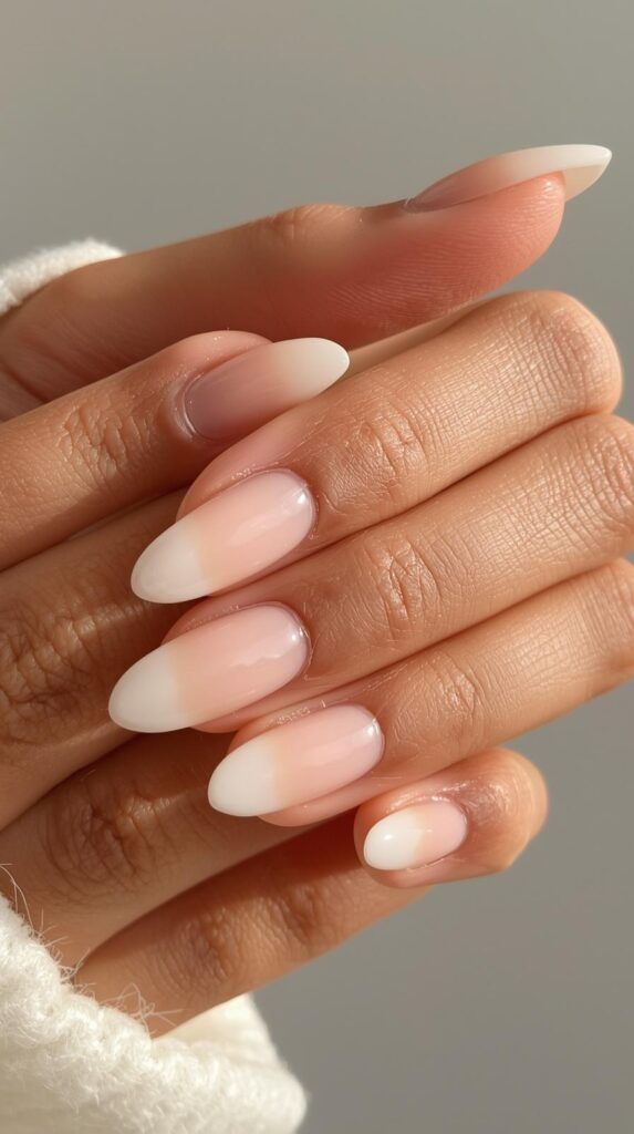 6. Baby Boomer Sheer Ombre Nails