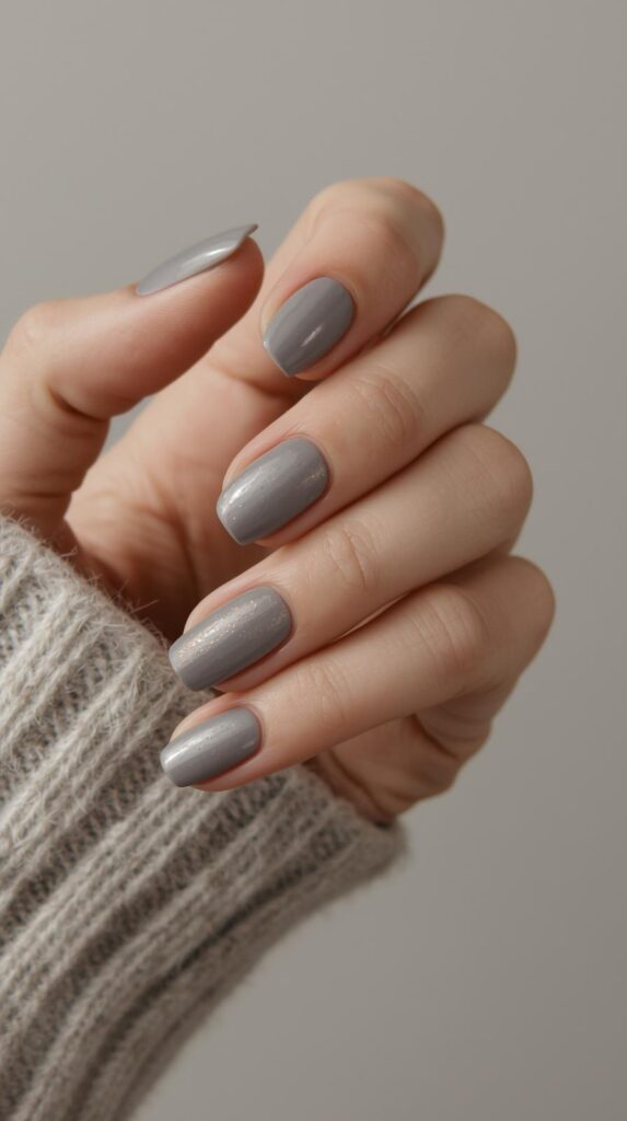 6. Muted Grey Post-Holiday Nails