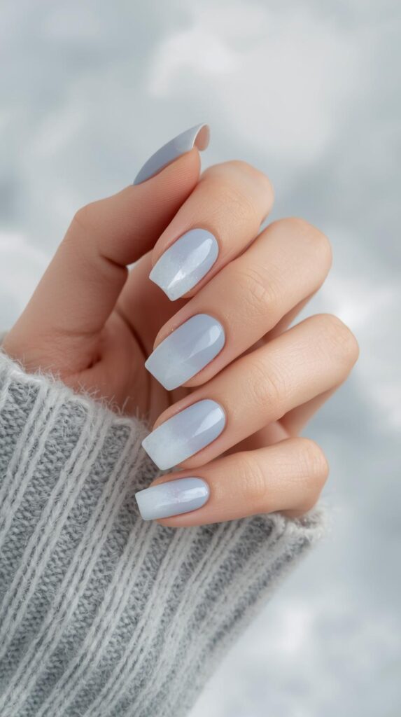 6. Soft Blue Winter Fade Nails