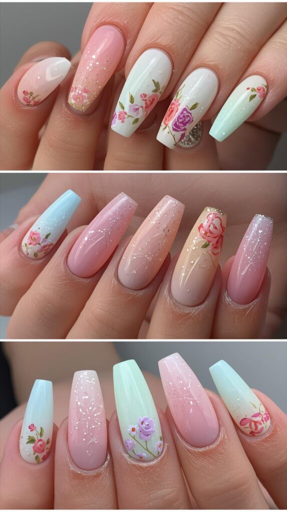 1. Pastel Coffin Spring Nails
