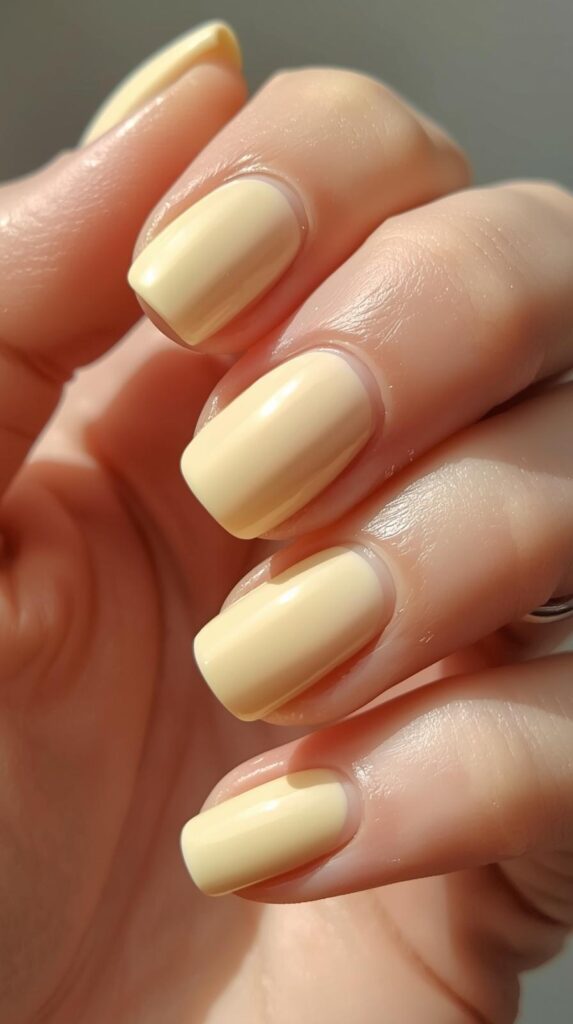 1. Soft Pastel Yellow Nails