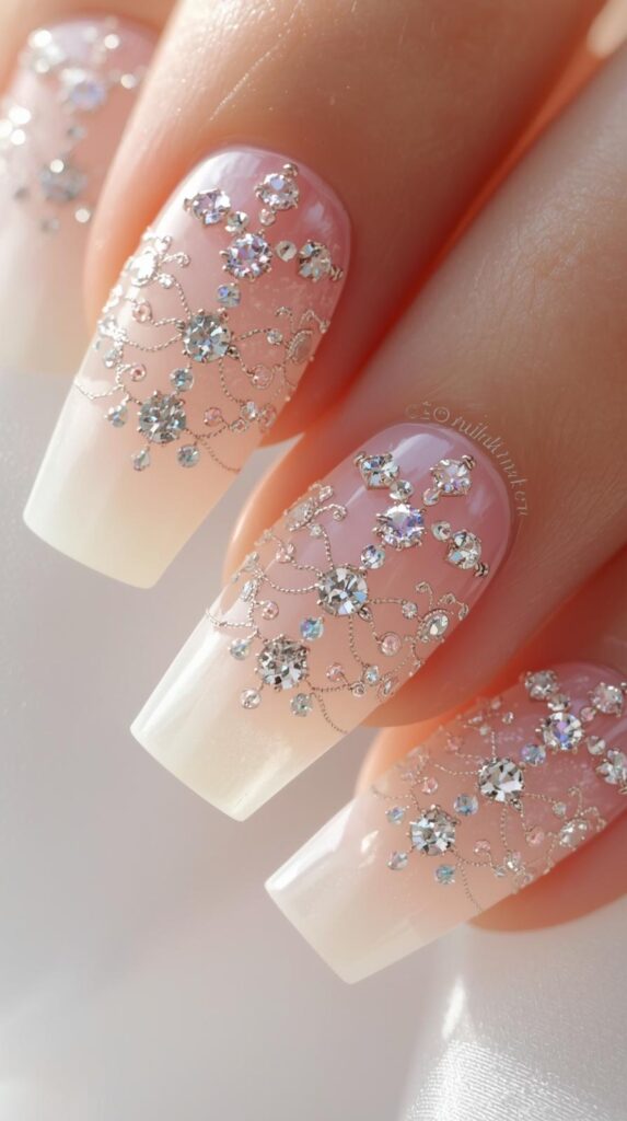 10. Crystal Accent Luxury Spring Nails