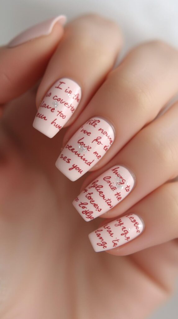 10. Love Letter Coffin Nail Art