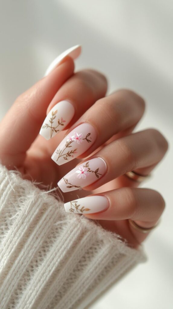 10. Minimalist Coffin Spring Nails