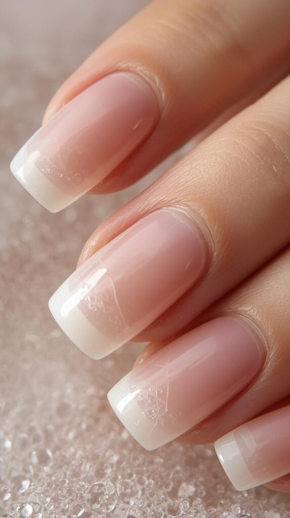 10. Rose Quartz French Tip Nails