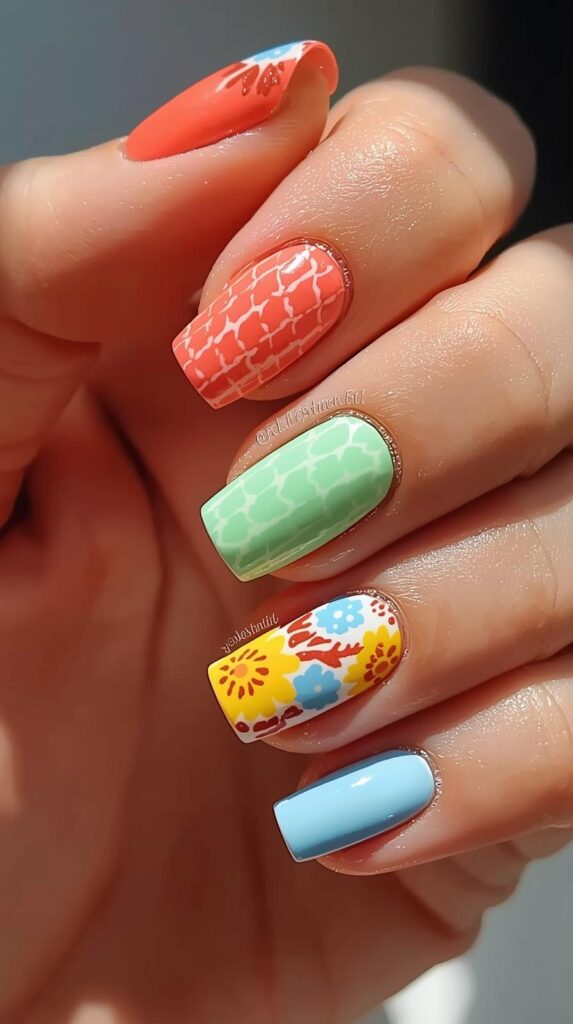 11. Bright Color Spring Statement Nails