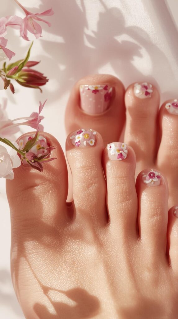 11. Floral-Inspired Spring Toe Nail Colors