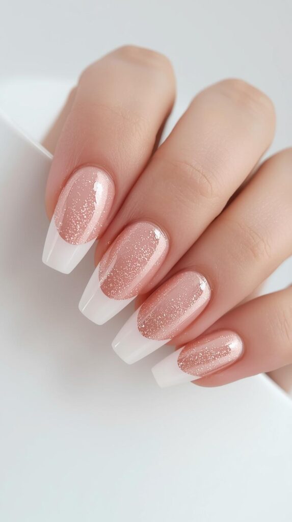 11. Rose Gold Heart French Nails