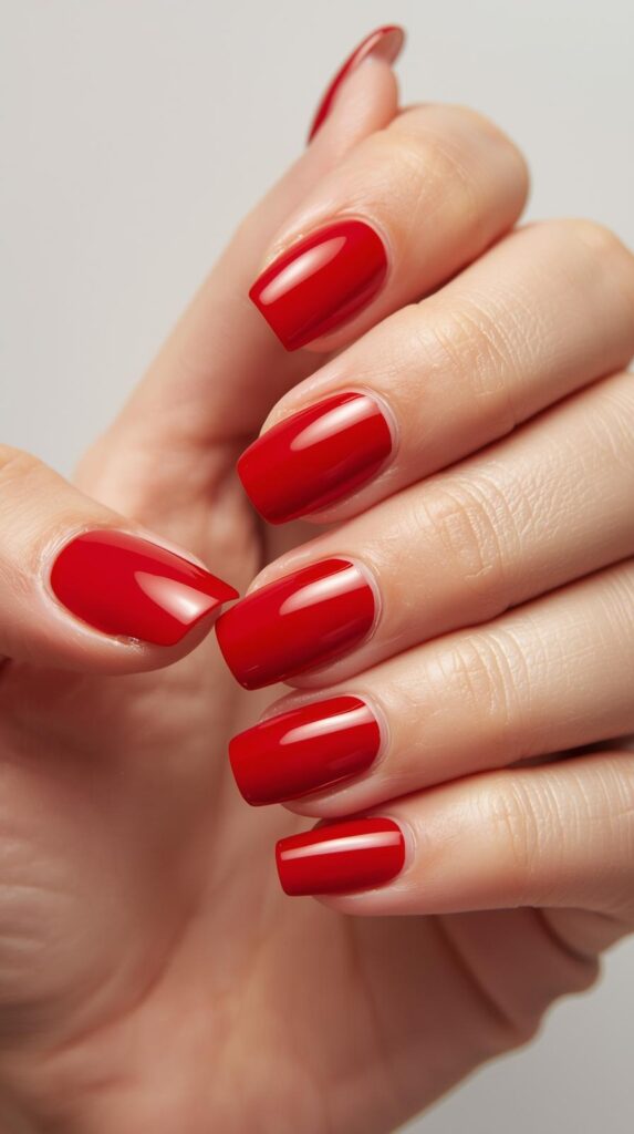 12. Classic Red January Gel Nails