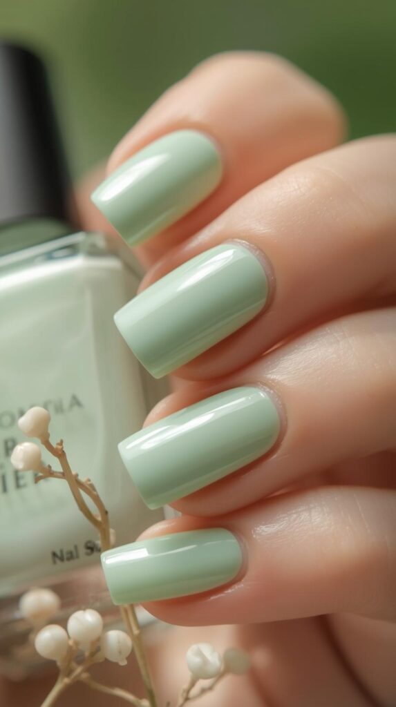 12. Simple Green Nails for Spring