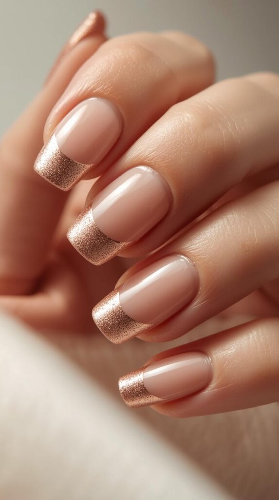 2. Rose Gold French Tip Nails