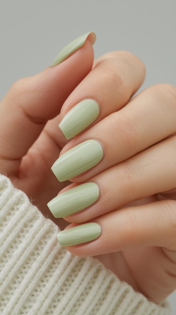 2. Sage Green Minimal Nails