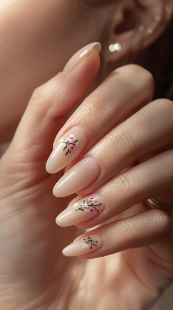 2. Small Floral Accent Nails