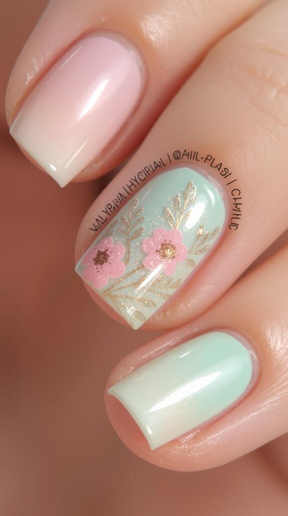 3. Glossy Nude Spring Nails