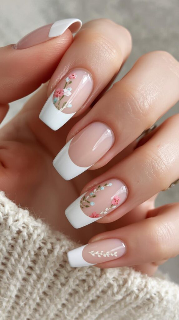 4. French Tip Spring Nail Designs