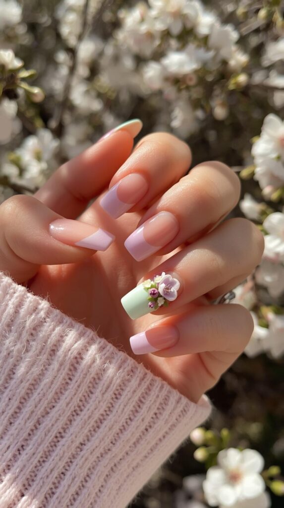 4. French Tip Square Nails for Spring