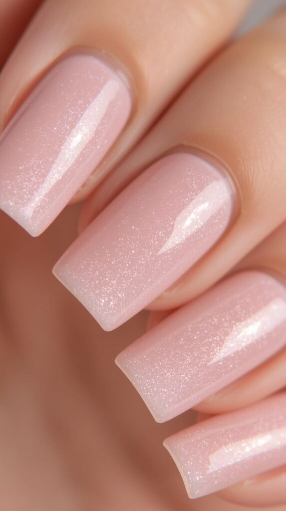 4. Glossy Sheer Pink Gel Nails