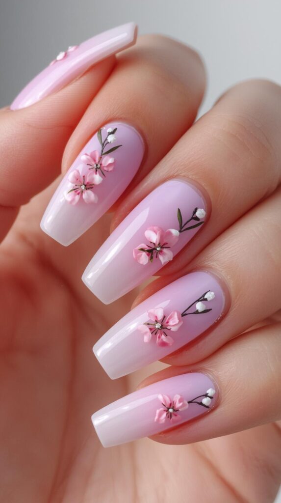4. Ombre Coffin Spring Nails