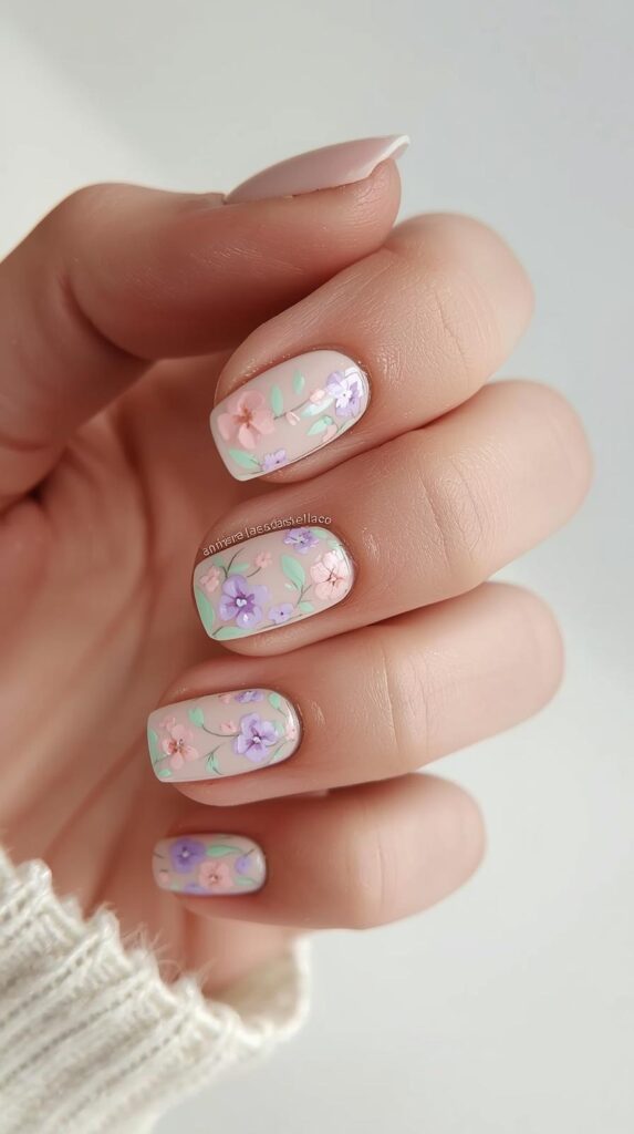 4. Pastel Flower Nail Designs