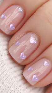 5. Light Purple Heart Accent Nails