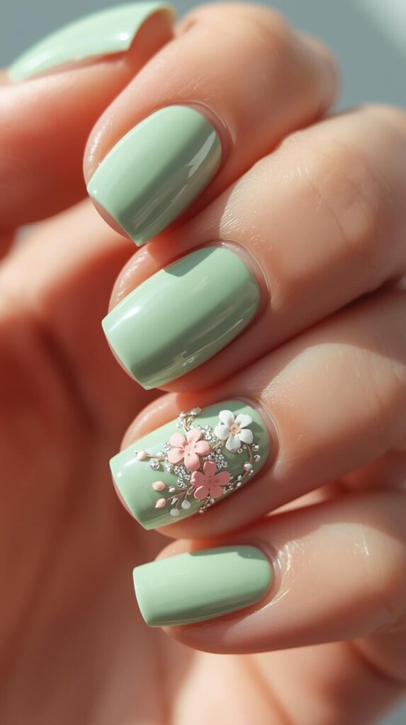 5. Mint Green Spring Nails