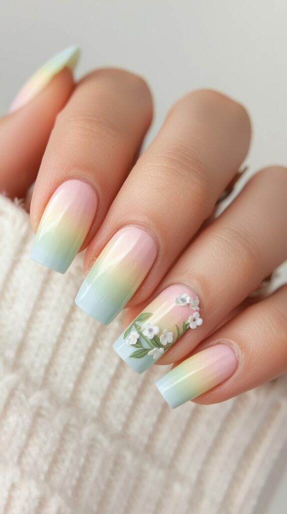 5. Ombre Square Spring Nails