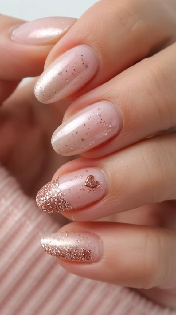 5. Rose Gold Ombre Valentine Nails