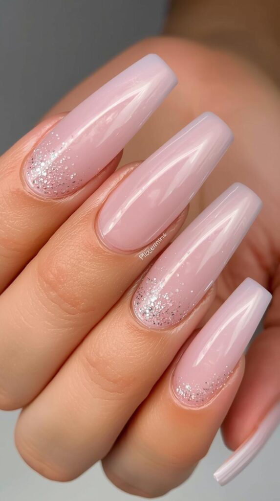 5. Rose Quartz Coffin Nails