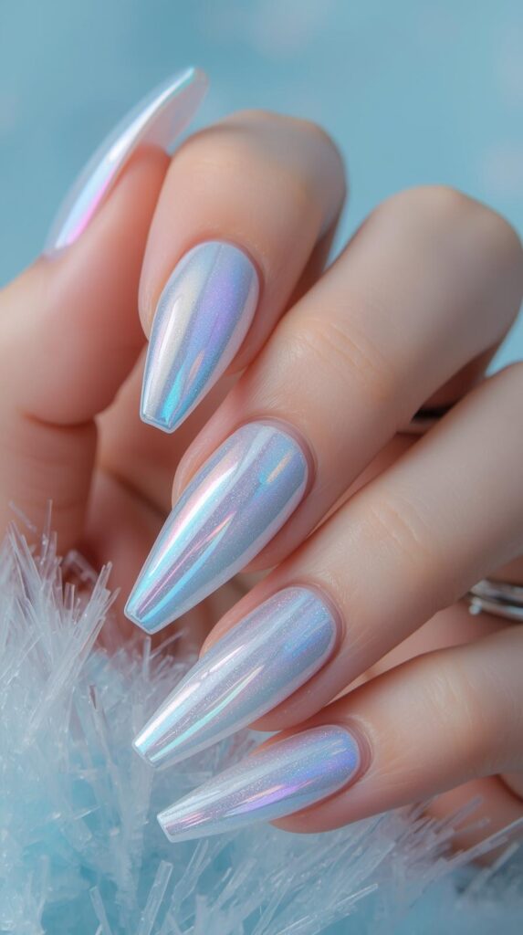 6. Icy Chrome Gel Nails