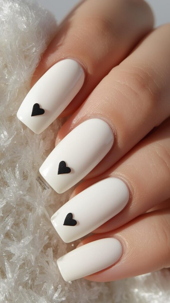 6. Minimal Heart Coffin Nails
