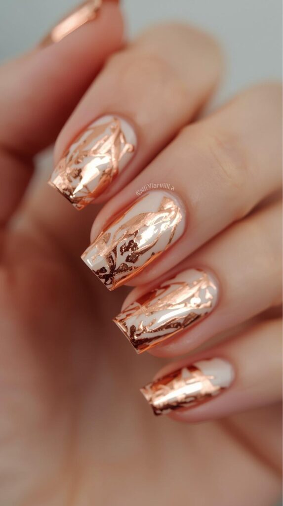 6. Rose Gold Foil Nail Art