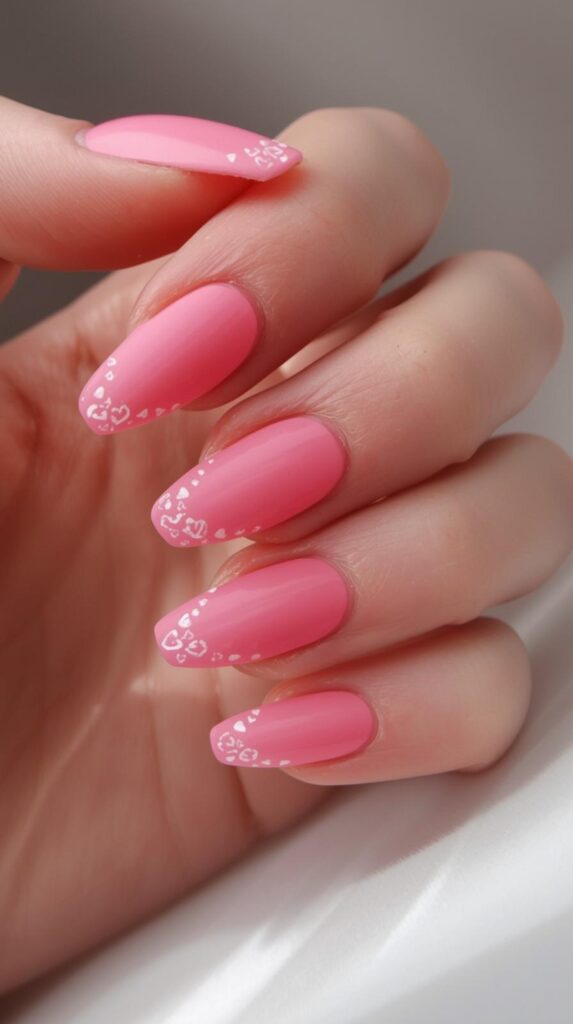 7. Matte Pink Coffin Valentine Nails