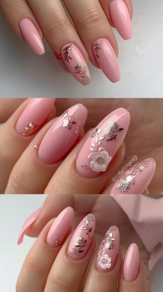 8. Matte Rose-Themed Nail Designs