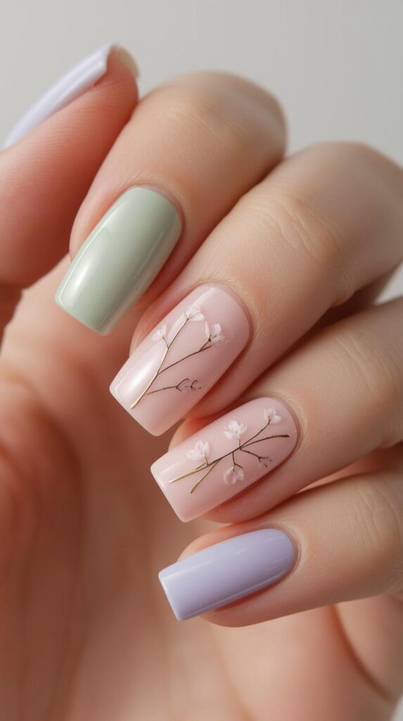 8. Minimalist Spring Nail Art