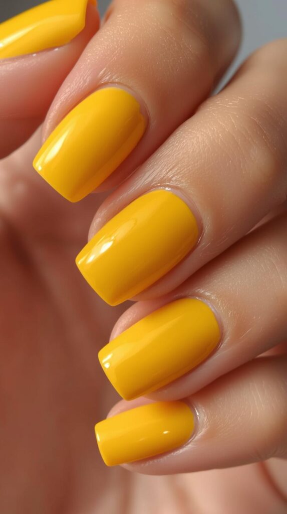 9. Yellow Short Nails for March
