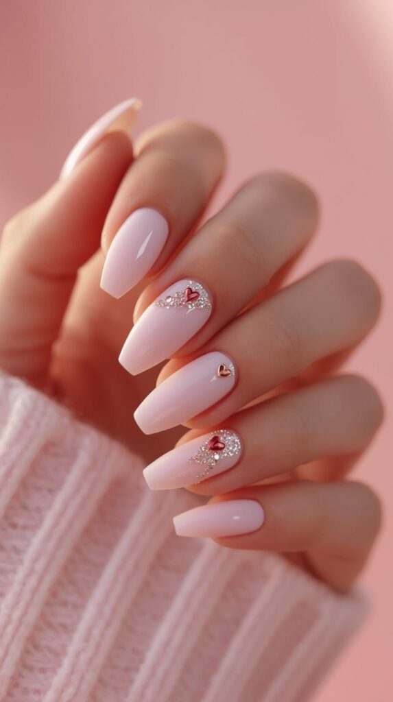 Baby Pink Almond Valentine Nails