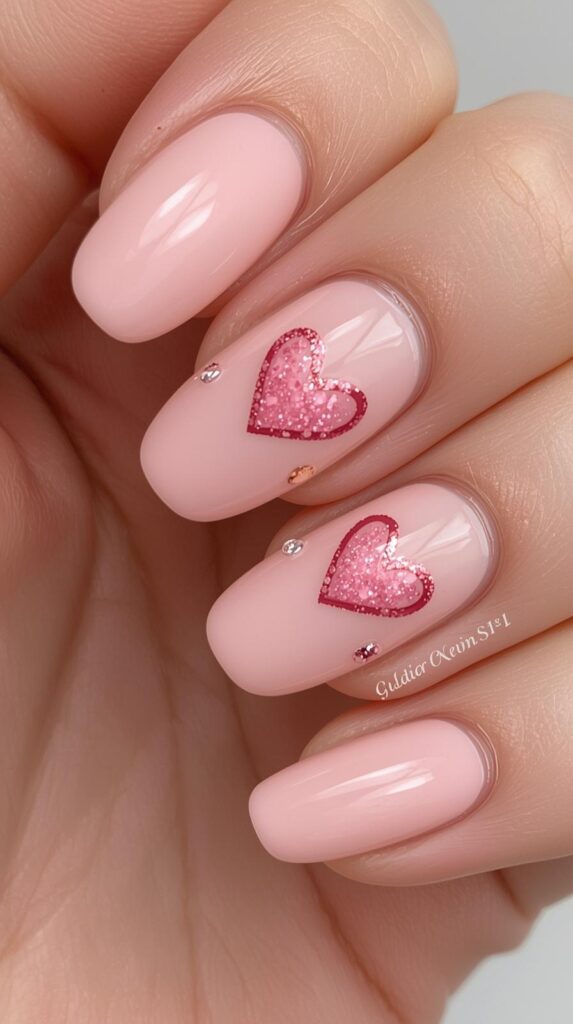Classic Baby Pink Valentine Nails
