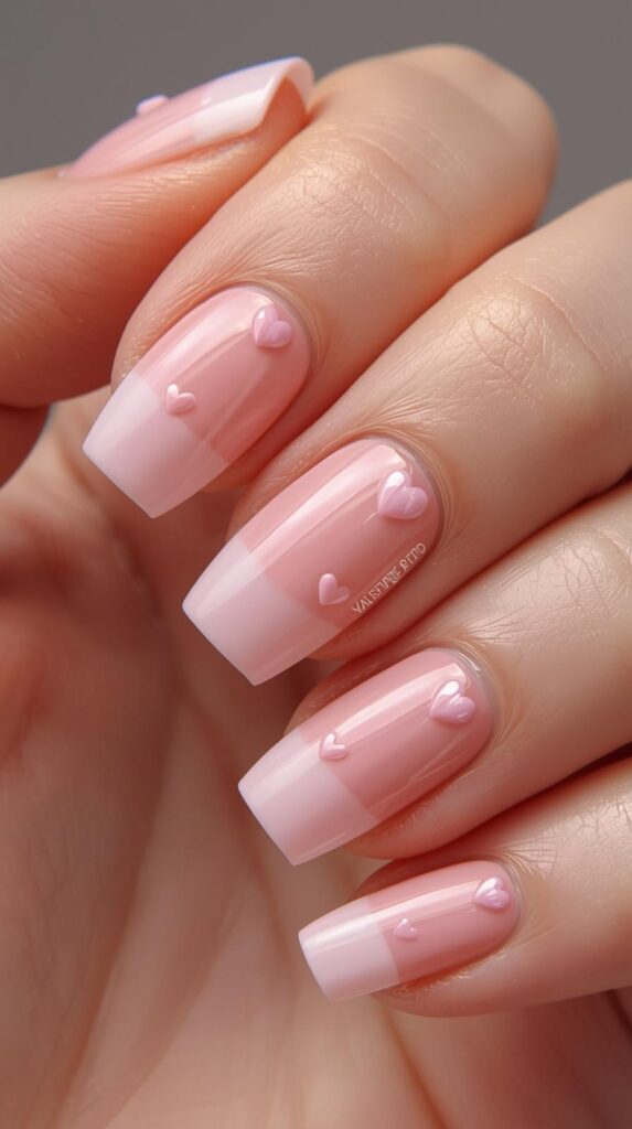 French Tip Baby Pink Valentine Nails
