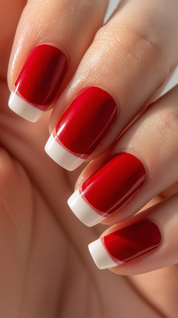 French Tip Red Spring Nails